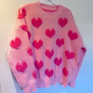 Charming Pink Heart Sweater